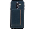 Staand Back Cover 1 Pasjes voor Galaxy A6 Plus 2018 Navy