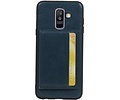 Staand Back Cover 1 Pasjes voor Galaxy A6 Plus 2018 Navy