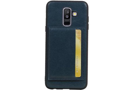 Staand Back Cover 1 Pasjes voor Galaxy A6 Plus 2018 Navy