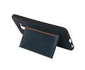 BAOHU Staand Back Cover met 1 Pasjeshouder Hoesje Geschikt voor Samsung Galaxy A6 Plus 2018 Navy