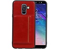 BAOHU Staand Back Cover met 1 Pasjeshouder Hoesje Geschikt voor Samsung Galaxy A6 Plus 2018 Rood