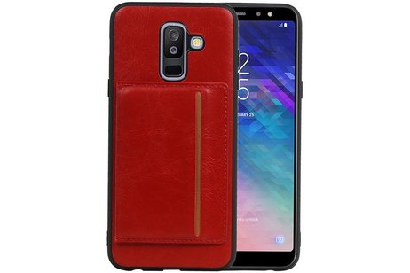 Staand Back Cover 1 Pasjes voor Galaxy A6 Plus 2018 Rood