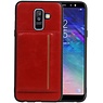 Staand Back Cover 1 Pasjes Galaxy A6 Plus 2018 Rood