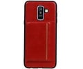 BAOHU Staand Back Cover met 1 Pasjeshouder Hoesje Geschikt voor Samsung Galaxy A6 Plus 2018 Rood