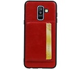 Staand Back Cover 1 Pasjes voor Galaxy A6 Plus 2018 Rood