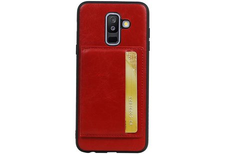 Staand Back Cover 1 Pasjes voor Galaxy A6 Plus 2018 Rood