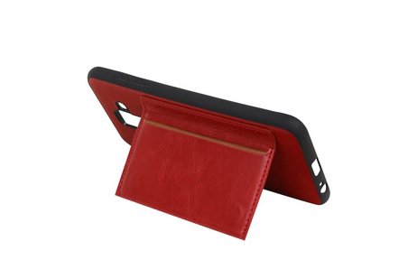 BAOHU Staand Back Cover met 1 Pasjeshouder Hoesje Geschikt voor Samsung Galaxy A6 Plus 2018 Rood