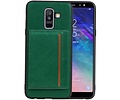 BAOHU Staand Back Cover met 1 Pasjeshouder Hoesje Geschikt voor Samsung Galaxy A6 Plus 2018 Groen