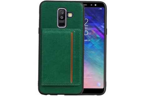 Staand Back Cover 1 Pasjes voor Galaxy A6 Plus 2018 Groen