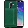 Staand Back Cover 1 Pasjes Galaxy A6 Plus 2018 Groen