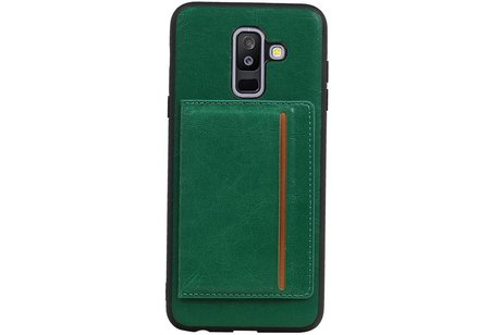 BAOHU Staand Back Cover met 1 Pasjeshouder Hoesje Geschikt voor Samsung Galaxy A6 Plus 2018 Groen