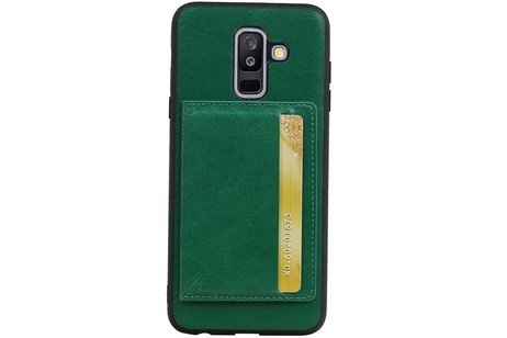 BAOHU Staand Back Cover met 1 Pasjeshouder Hoesje Geschikt voor Samsung Galaxy A6 Plus 2018 Groen