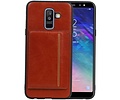 BAOHU Staand Back Cover met 1 Pasjeshouder Hoesje Geschikt voor Samsung Galaxy A6 Plus 2018 Bruin