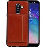 Staand Back Cover 1 Pasjes Galaxy A6 Plus 2018 Bruin