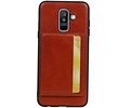 BAOHU Staand Back Cover met 1 Pasjeshouder Hoesje Geschikt voor Samsung Galaxy A6 Plus 2018 Bruin