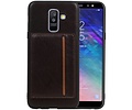BAOHU Staand Back Cover met 1 Pasjeshouder Hoesje Geschikt voor Samsung Galaxy A6 Plus 2018 Mocca