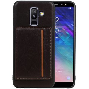 Staand Back Cover 1 Pasjes voor Galaxy A6 Plus 2018 Mocca
