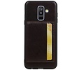 BAOHU Staand Back Cover met 1 Pasjeshouder Hoesje Geschikt voor Samsung Galaxy A6 Plus 2018 Mocca