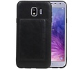 BAOHU Staand Back Cover met 1 Pasjeshouder Hoesje Geschikt voor Samsung Galaxy J4 Zwart