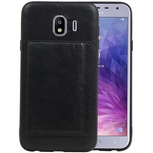 BAOHU Staand Back Cover met 1 Pasjeshouder Hoesje Geschikt voor Samsung Galaxy J4 Zwart