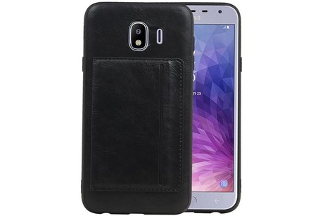BAOHU Staand Back Cover met 1 Pasjeshouder Hoesje Geschikt voor Samsung Galaxy J4 Zwart