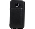 BAOHU Staand Back Cover met 1 Pasjeshouder Hoesje Geschikt voor Samsung Galaxy J4 Zwart