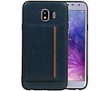 BAOHU Staand Back Cover met 1 Pasjeshouder Hoesje Geschikt voor Samsung Galaxy J4 Navy