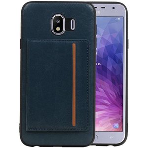 BAOHU Staand Back Cover met 1 Pasjeshouder Hoesje Geschikt voor Samsung Galaxy J4 Navy