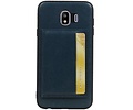 BAOHU Staand Back Cover met 1 Pasjeshouder Hoesje Geschikt voor Samsung Galaxy J4 Navy