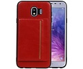 Staand Back Cover 1 Pasjes voor Galaxy J4 Rood