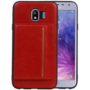 BAOHU Staand Back Cover met 1 Pasjeshouder Hoesje Geschikt voor Samsung Galaxy J4 Rood