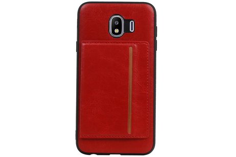 Staand Back Cover 1 Pasjes voor Galaxy J4 Rood