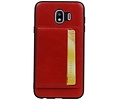 BAOHU Staand Back Cover met 1 Pasjeshouder Hoesje Geschikt voor Samsung Galaxy J4 Rood