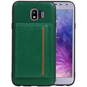 Staand Back Cover 1 Pasjes voor Galaxy J4 Groen