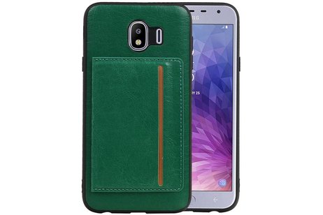 BAOHU Staand Back Cover met 1 Pasjeshouder Hoesje Geschikt voor Samsung Galaxy J4 Groen