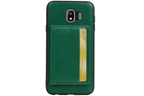 BAOHU Staand Back Cover met 1 Pasjeshouder Hoesje Geschikt voor Samsung Galaxy J4 Groen