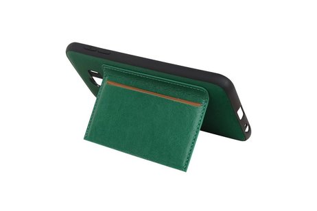 BAOHU Staand Back Cover met 1 Pasjeshouder Hoesje Geschikt voor Samsung Galaxy J4 Groen