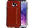 BAOHU Staand Back Cover met 1 Pasjeshouder Hoesje Geschikt voor Samsung Galaxy J4 Bruin
