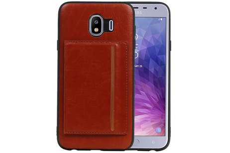 Staand Back Cover 1 Pasjes voor Galaxy J4 Bruin