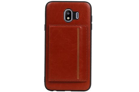 Staand Back Cover 1 Pasjes voor Galaxy J4 Bruin