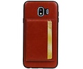 Staand Back Cover 1 Pasjes voor Galaxy J4 Bruin