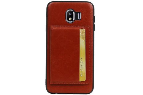 Staand Back Cover 1 Pasjes voor Galaxy J4 Bruin