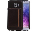 BAOHU Staand Back Cover met 1 Pasjeshouder Hoesje Geschikt voor Samsung Galaxy J4 Mocca