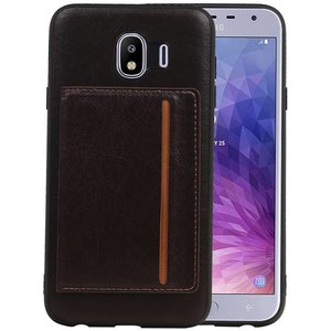 BAOHU Staand Back Cover met 1 Pasjeshouder Hoesje Geschikt voor Samsung Galaxy J4 Mocca