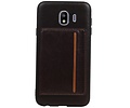 BAOHU Staand Back Cover met 1 Pasjeshouder Hoesje Geschikt voor Samsung Galaxy J4 Mocca