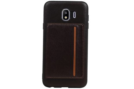 BAOHU Staand Back Cover met 1 Pasjeshouder Hoesje Geschikt voor Samsung Galaxy J4 Mocca