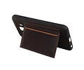 BAOHU Staand Back Cover met 1 Pasjeshouder Hoesje Geschikt voor Samsung Galaxy J4 Mocca