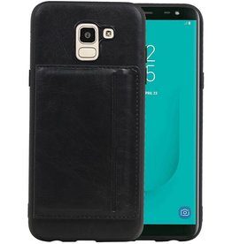 BAOHU Staand Back Cover 1 Pasjes voor Samsung Galaxy J6 Zwart