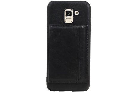 BAOHU Staand Back Cover met 1 Pasjeshouder Hoesje Geschikt voor Samsung Galaxy J6 Zwart