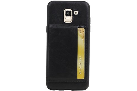 BAOHU Staand Back Cover met 1 Pasjeshouder Hoesje Geschikt voor Samsung Galaxy J6 Zwart